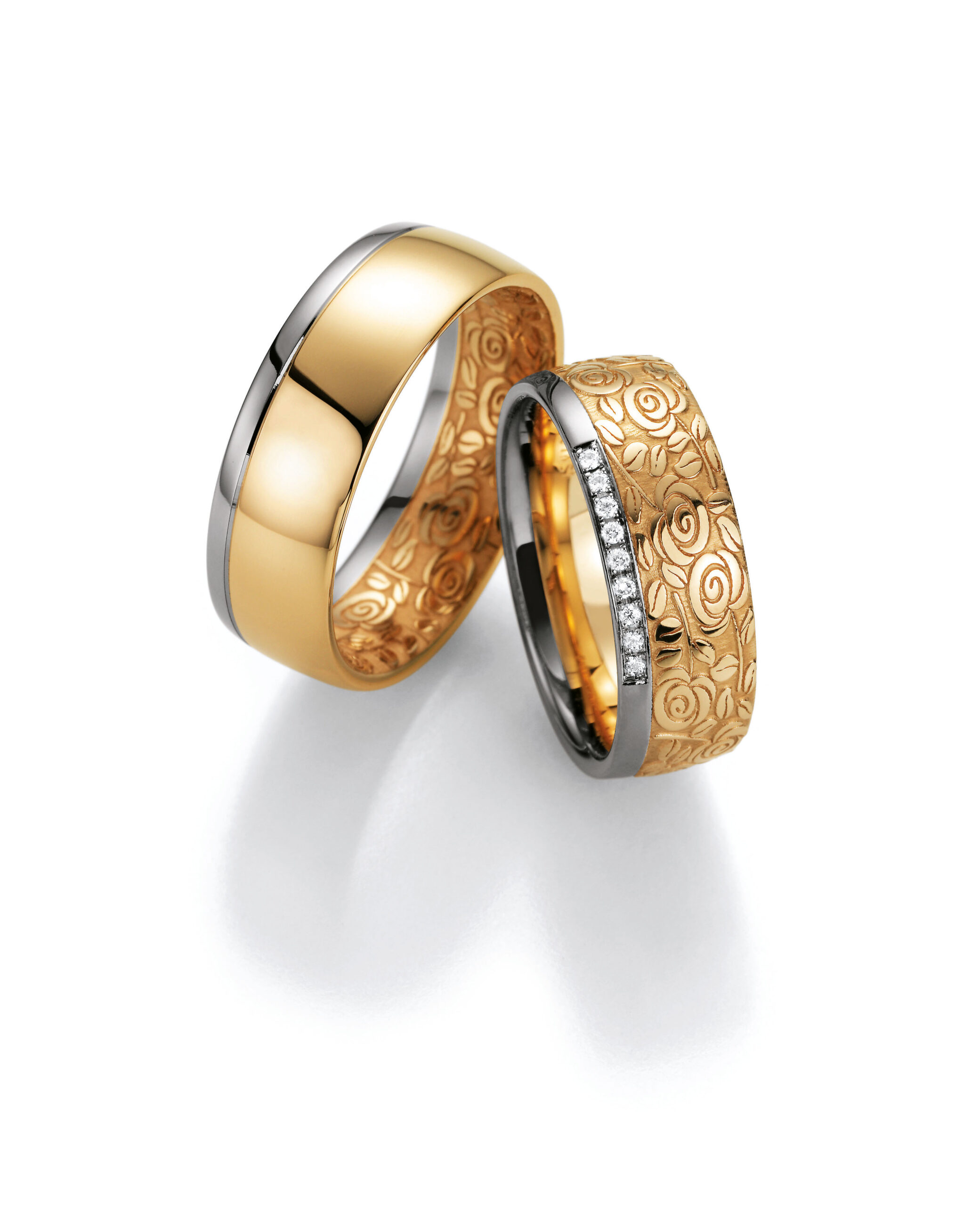 Trauringe „Rosenring“ – Apricot- & Graugold
